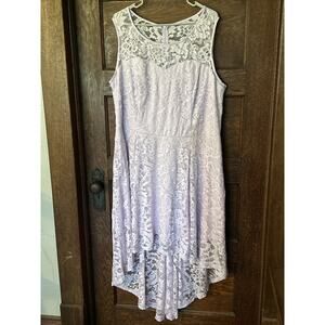 Zapaka Lavender Purple Lace Overlay High Low Hem Dress Sz 5XL